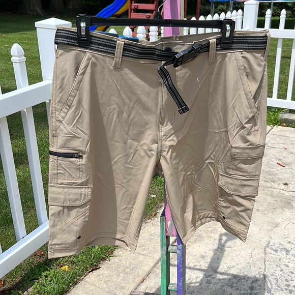 Iron Co. Hybrid Cargo Short with Luggage Belt Tan Color Mens 38 - Picture 3 of 14